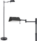 VONLUCE Dimmable LED Floor Lamp, 56" Floor Lamp for Living Room with Adjustable Height Swing Arms 3 Color Temperatures, Industrial Standing Pole Lamp for Bedroom Reading, Black