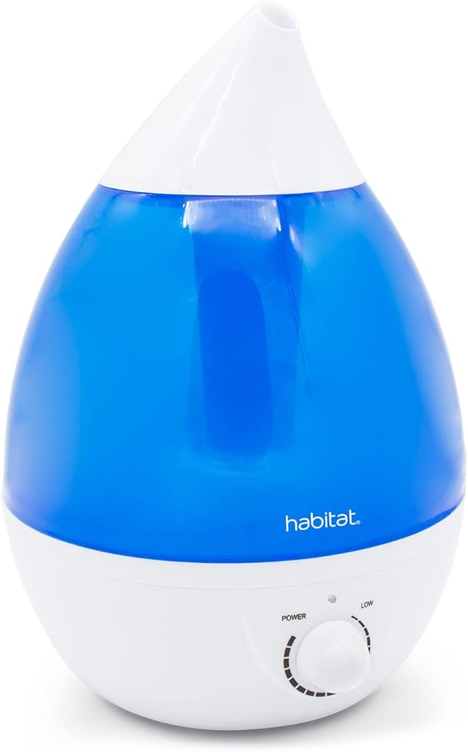 Habitat Cool Mist Ultrasonic Humidifier with Large 2.5L Tank, Whisper Quiet Humidifier with LED Light for Bedroom, 24 Hours of Continuous Mist, Blue (Pack of 1)
