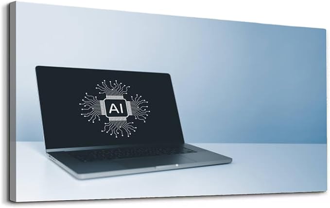 Wibinuki Wall Art Wall Decor Wall Paintings Computer laptop AI or Artificial Intelligence on screen. Using for Living Room Bedroom Bathroom Home Decor Can Be Hung Directly 20"x 40"