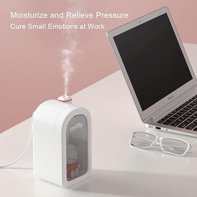 Mipow X Miffy Cool Mist Humidifier - Ultrasonic Quiet, Mini Cute Humidifier with Night Light, 380ml Humidifiers for Bedroom/Babies Nursery/Office
