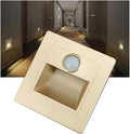 3W Motion Sensor Stair Lights 3000K Recessed LED Step Light Indoor Stair Step Wall Lamp Staircase Bedroom Decoration 1Pcs Gold