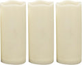 Waterproof Outdoor Battery Operated Flameless Candles with Auto Timer Flickering Plastic Resin Electric LED Pillar Lights for Lantern Patio Garden Wedding Party Decorations 3x7 Inches 3 Pack Ivory