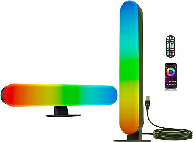 ThreeH Smart LED Light Bars Double LED Ambient Lamps APP and Remote Control USB Powered Colors Music Sync Timer Setting for PC Room Gaming TV Backlight