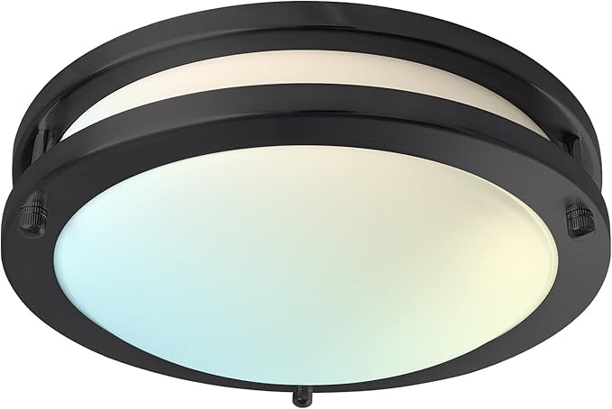 LUXRITE 10 Inch LED Flush Mount Ceiling Light, 5 Color Selectable 2700K | 3000K | 3500K | 4000K | 5000K, Dimmable, Modern Ceiling Light Fixture, 14W, 1050 Lumens, Energy Star, ETL Listed, Matte Black