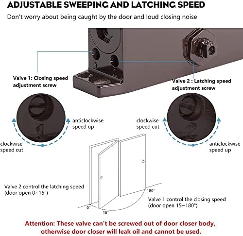 MARIE Automatic Door Closer Commercial Grade 2 Spring Heavy Duty Fireproof Adjustable Door-Closer, Brown