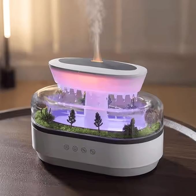 5 in 1 Diffuser Humidifier 250ml, Colorful Light, Raindrop & Natural White Noise, Mini Forest Landscape, Aromatherapy, Natural Sounds. Relaxing Nature Sounds & Sleep Sounds