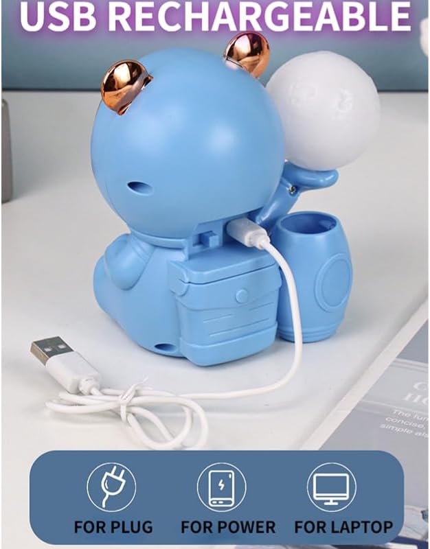 Cartoon Led Night Light for Kids with USB Rechargeable,Cute Birthday Gifts for Boys and Girls,Kawaii Room Decor Desk Accessories for Bedroom,Nursery Night Lamp for Baby (White)