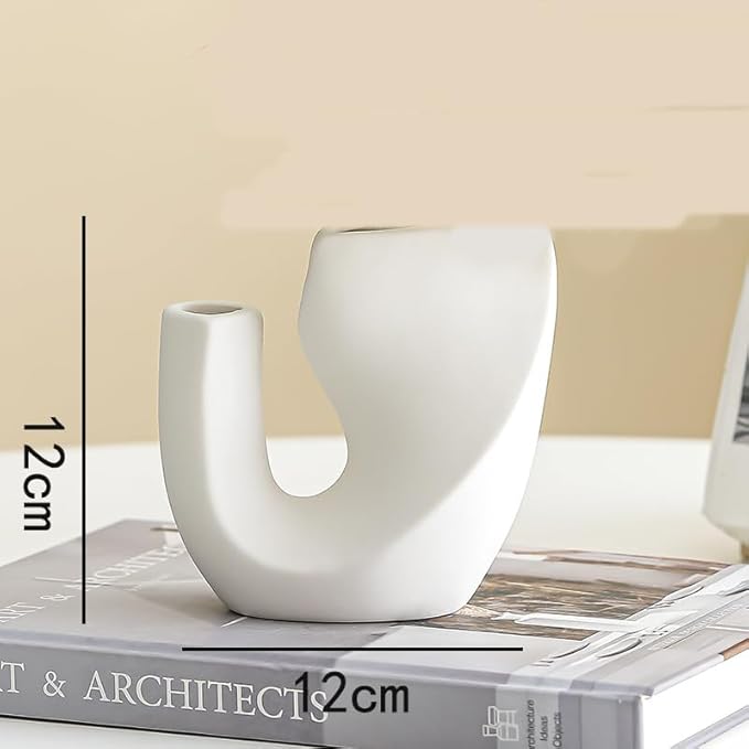Nordic Style Ceramic Vase Set, Luxury Artistic Flower Arrangement for TV Cabinet and Entryway, Modern Minimalist Home Decor Accents(Type B White)