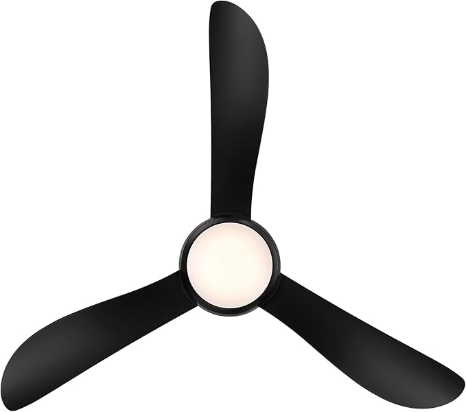 Corona Smart Indoor and Outdoor 3-Blade Flush Mount Ceiling Fan 44in Matte Black 3000K LED Light Kit and Remote Control works with Alexa, Google Assistant, Samsung Things, and iOS or Android App