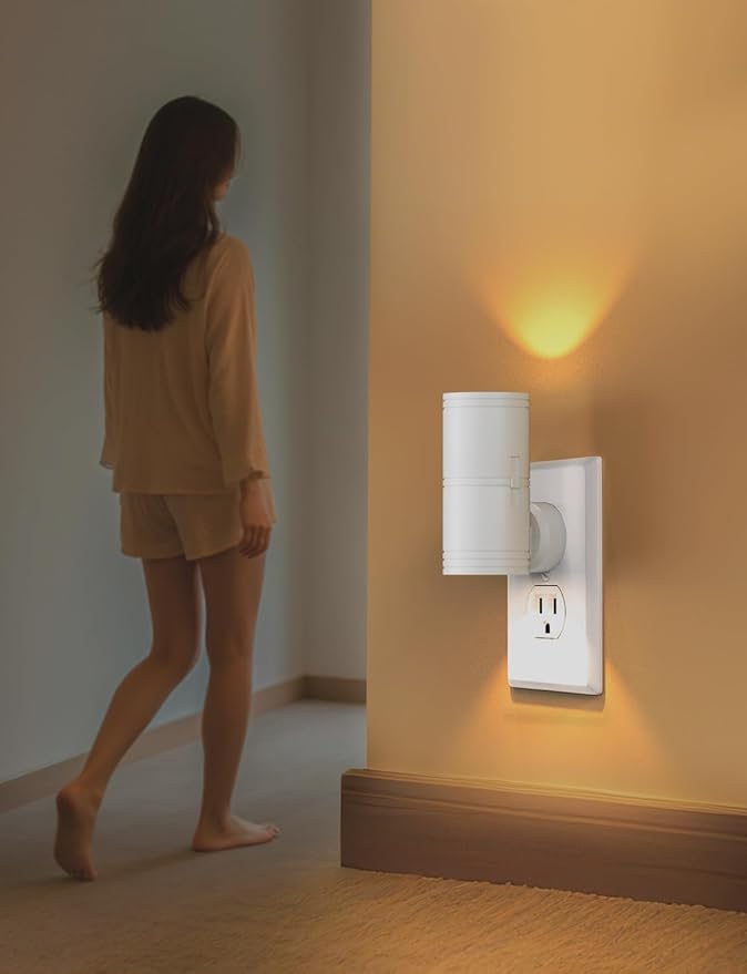 Night Light Plug into Wall, 4 Pack Dimmable LED Nightlight with Dusk to Dawn Sensor, Soft White Glow, for Hallway, Bathroom, Bedroom, White
