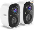 Dzees Outdoor Camera Wireless, 2K Battery Powered WiFi Surveillance Camera for Home Security System with Siren Alarm & Spotlight, Motion Detection, Color Night Vision, IP65 Waterproof Cloud/SD-2-Pack
