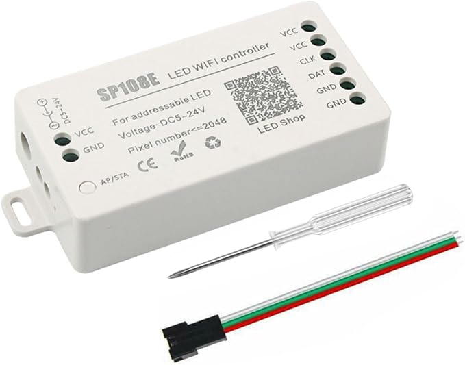 VIPMOON SP108E LED WiFi Controller, Wireless Remote Control for WS2811 WS2815 WS2801 SK6812 WS2813 SK9822 APA102C Addressable RGB LED Pixels Strip