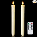 Homemory 2 PCS Flameless Taper Candles with Remote and Timer, 9.6 inch Ivory LED Candle Sticks Battery Operated, Dripless Real Wax Window Candles with 3D Flickering Flame for Fireplace Christmas
