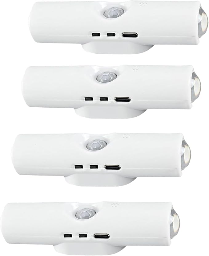 Smart Rechargeable LED Night Light, RGB Gradient Ambient Lighting is Dimmable, and The Magnetic/Stick-on Design for Bedroom, Stairs, Hallway, Entryway (4PC RGB 7-Color)