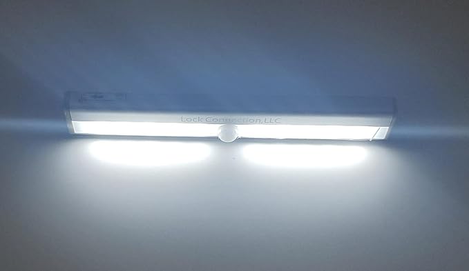 Lock Connection™ - LED Motion Activated Cabinet Light. Stick-on Anywhere/Battery Operated 10 LED Motion Sensor (White Qty 1 pc)