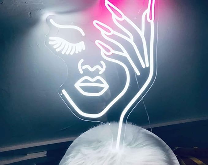 Girl Face Lip Led Neon Sign Light Signs for Wall Decor Bedroom Living Room Neon Light Up Signs for libraire Pub Bar Accessories Decorations Aesthetic Birthday Neon Sign Gifts