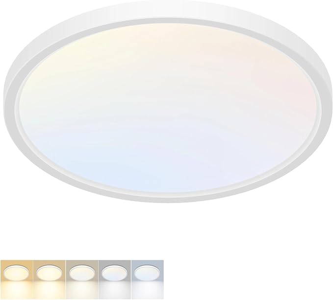 LED Flush Mount Ceiling Light,15Inch 30W,3000K/3500K/4000K/5000K/6500K 5 Color Temperatures Ceiling Light Fixture for Kitchen Porch Hallway Bedroom Bathroom and Closet,White