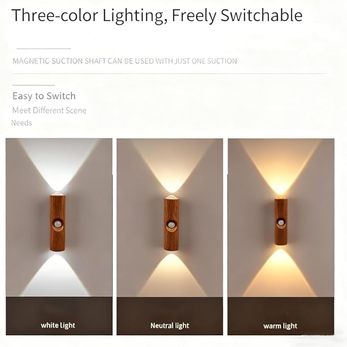 2026 New Rechargeable Smart LED Motion Sensor Ambient Light, RGB Gradient Ambient Light, Punch Free Magnetic Color Chang Motion Sensor Lights Stairs for Wardrobe, Cabinet (3 Colors*2)