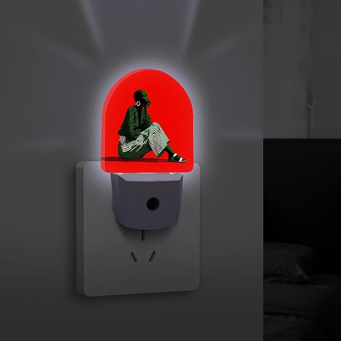 Plug in Night Light with LED & Smart Light Sensor, Striped Dialogue Auto-On/Off Night Lights Plug Into Wall for Bedroom, Bathroom, Hallway, Stairway