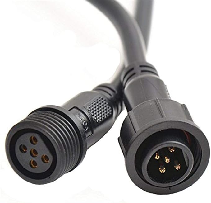 5Pairs 5pin Black Electrical Connector LED Connector for LED Lights 20cm Extension Cable 40cm/Pair 0.3mm² 22mm Nut