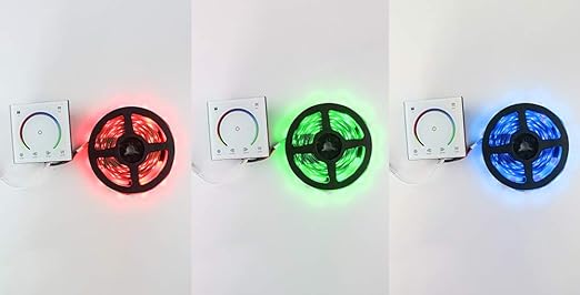 AMKI LED Wall Switch Dimmer,LED Controller,Wall- Mounted Plastic Cover Touch Panel Switch for DC12V-24V 3528 2835 5050 Single Color LED Strip Lighting(RGB-Red,Green,Blue)