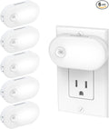Lyridz 120LM Ultra Bright Plug-in Motion Sensor Night Light, Stepless Dimmable LED Nightlight, Always-On and Auto-Off, for Hallway, Stairs, Bathroom, Bedroom, Garage, Cool White (6-Pack)