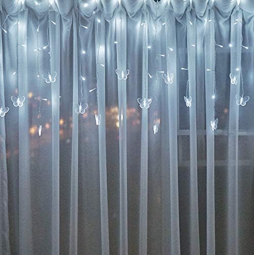 Butterfly Curtain Fairy Light, 8 Modes 120 LED USB Window Firefly Twinkle Timer String Lights 24 Butterflies with Remote, Waterproof Copper Wire for Room Bedroom Christmas Wedding Party Dorm Patio