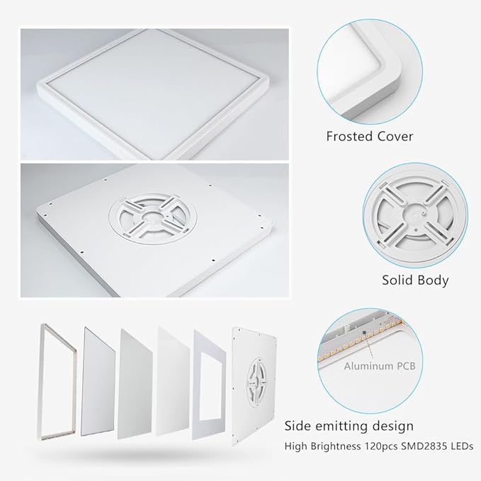 12Inch 24W Square LED Ceiling Light Fixtures Flush Mount, 2800K Warm White LED Ceiling Lamp, Surface Mount Modern Ceiling Lights, Slim Flat Panel Lighting for Bedroom, Kitchen, Bathroom Etc.