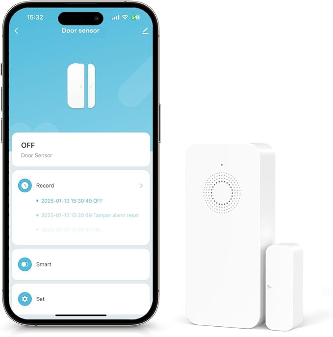 Zigbee Wireless Door and Window Alarm Sensor,120dB Requires PGST Hub (not 3rd-Party),Smart Life or Tuya APP Control,3 Years Battery Life,Easy to Install,for Basement,Garage,Warehouse