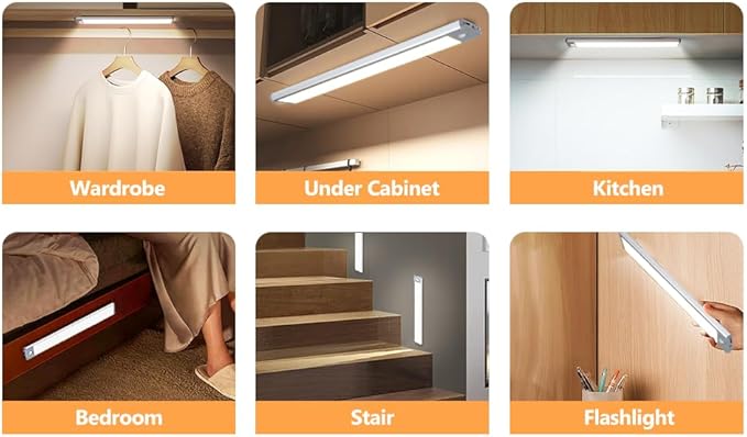 Under Cabinet Lighting 2-Pack, 35LED Bright Motion Sensor Light Indoor - 3 Color 2800K-6000K Dimmable, Rechargeable 1700mAh Battery, Wireless Magnetic Easy Install for Kitchen, Closet & Pantry