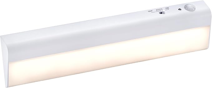 Battery Operated Under Cabinet Lighting, Motion Sensor On/Off, Warm White LED, Stick-On Install for Kitchen & Closets - 1 Bar