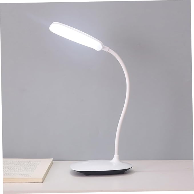 NUOBESTY Adjustable Led Desk Lamp with Touch Control Eye-Caring Folding Study Light for Reading and Working USB Rechargeable White Bedside Lamp with Flexible Neck