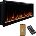 Modern Ember Aerus Slim 50 Inch Smart Linear Electric Fireplace | Recessed in-Wall or Wall-Mount | LED Multiple Flame Colors | Alexa/WiFi Enabled | 4.25” Profile | Remote Included