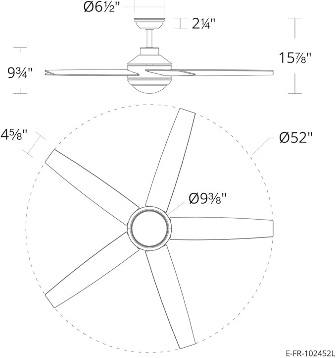 Airvana 52in 5-Blade Smart Indoor or Outdoor Ceiling Fan 2700K-6000K CCT Tunable Range LED Light Kit in Matte Black Works With iOS or Android App