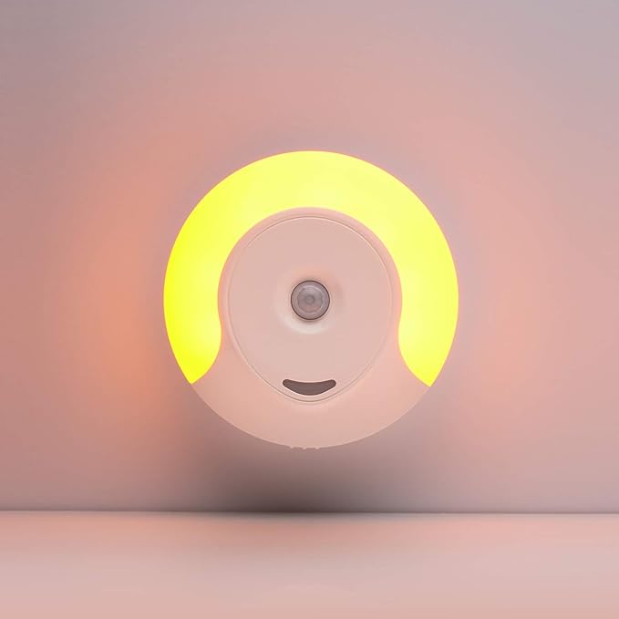 emagine A Sleep Aid Amber LED Motion Sensor Night Light Plug in for Bedroom with Dusk to Dawn Motion Activated Auto Sensor, Promotes Melatonin Production and Healthy Sleep, ON-Off-Auto Toggle, 2-Pack