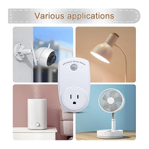 ZORZA 4Pcs Motion Sensor Switch Plug in Motion Sensor Light Socket 120V/60HZ Input 120 Degrees Sensing Range