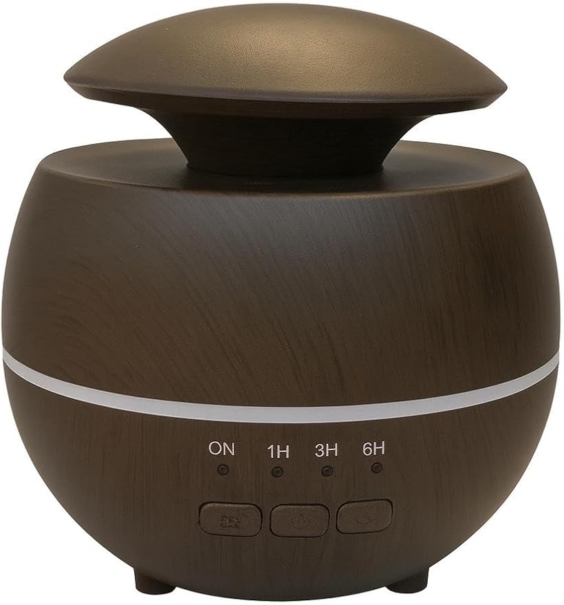 2-in-1 Air Humidifier & Aroma Diffuser Home Fragrance Room Decor Essential Oil Diffuser Humidifiers for Bedroom LED Light Color Changing Car Air Freshener (Dark Wood-1)