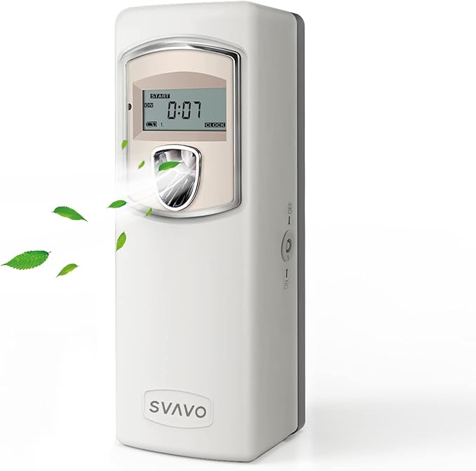 SVAVO Automatic LCD Fragrance Dispenser - Wall Mount/Free Standing ABS Auto Air Freshener Dispenser Programmable Aerosol Spray Perfume Dispenser (Grey, LCD)
