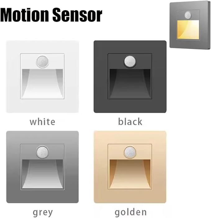 6 Pack Recessed Motion Sensor Light Indoor Outdoor Step Light Lamp Sensor Intelligent Wall Light for Hallway, Kitchen, Hallway, Bedroom, Bathroom, Stairs