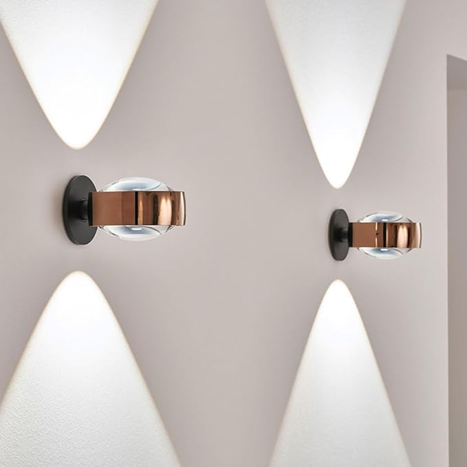 Globe Led Wall Sconce up down Modern Wall Light Fixture 6W Aluminum Wall Washer with Glass Lens Shade, Indoor Mini Decor Lighting Fixture for Bedroom Living Room Hallway Corridor/Brushed Brown/3 Color