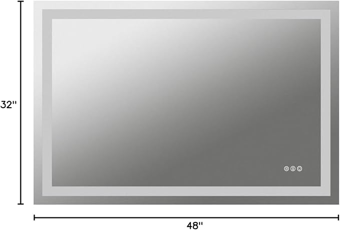 Amorho LED Bathroom Mirror, 48"x 32" with Front and Backlight, Stepless Dimmable Wall Mirrors with Anti-Fog, Shatter-Proof, Memory, 3 Colors, Double LED Vanity Mirror