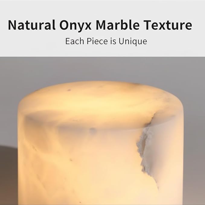 Marble Touch Light Onyx Marble Luxury Table Lamp Type-C Rechargeable Tap Bedside Night Lights Dimmable Eye-Caring Portable LED Ambient Lamp for Desk Nightstand Bedroom Tub Office Patio