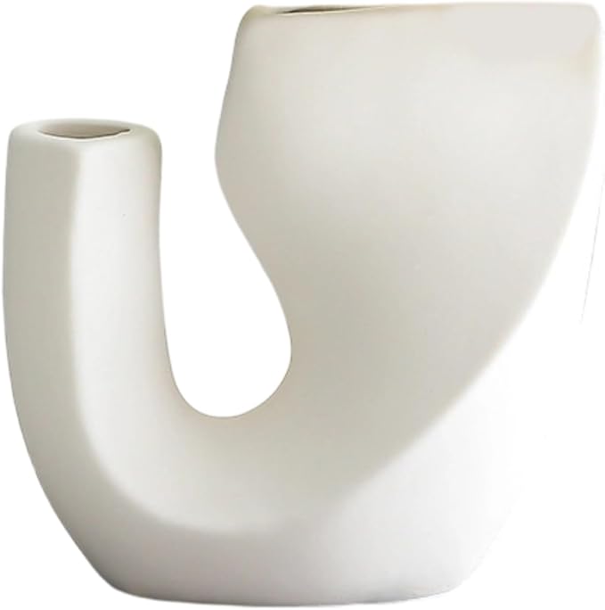 Nordic Style Ceramic Vase Set, Luxury Artistic Flower Arrangement for TV Cabinet and Entryway, Modern Minimalist Home Decor Accents(Type B White)