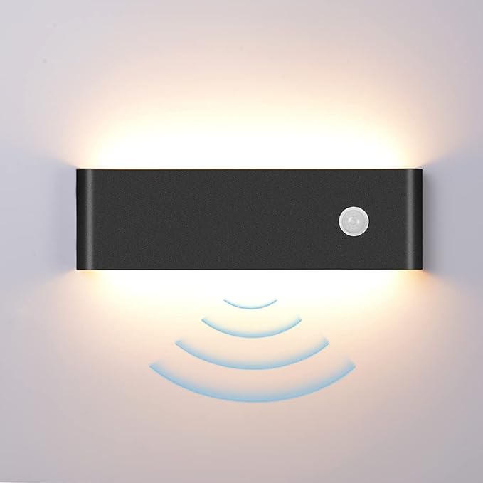 LED Hardwired Motion Sensor Light Indoor Wall Sconce, Motion Sensor Wall Light Indoor Sconce Wall Aluminum Modern Wall Sconce for Living Room Hallway Stair 12W Warm White(Not Battery Operated)