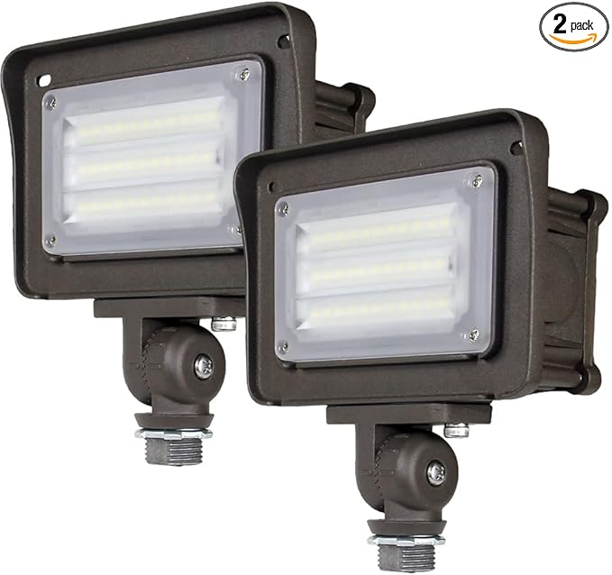 DAKASON 30W LED Flood Light Outdoor, Dusk-to-Dawn Photocell 180° Adjustable Knuckle, 3600LM 5000K Replaces 100W HPS/MH, IP65 Waterproof Outdoor Security Lighting Fixture ETL Listed, 2 Pack