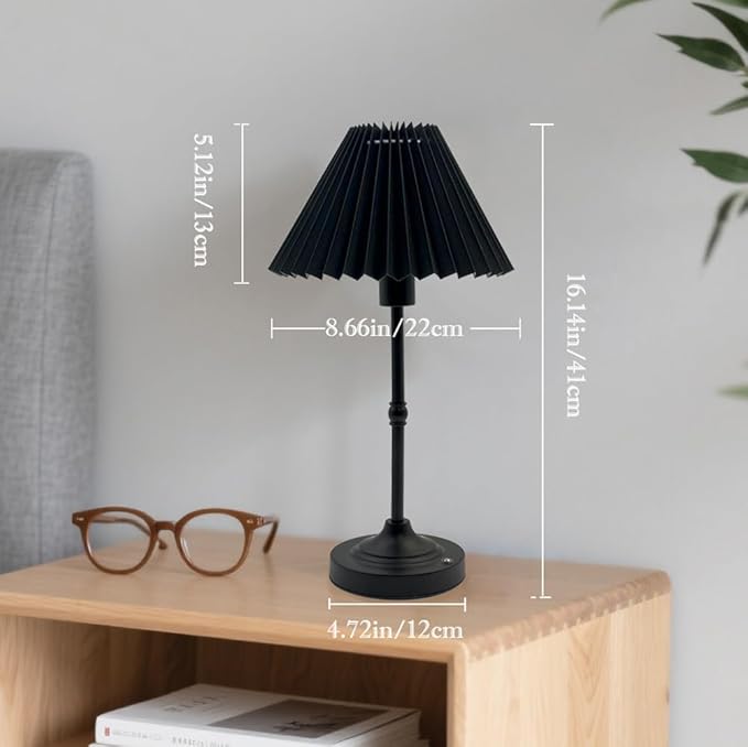 Cordless LED Table Lamp with Dimmer, Built-in Rechargeable Battery, 3-Level Brightness, Patio Table Lamp, Bedside Night Lamp, Ambient Light Desk Lamp for Home Decor Restaurant, Gift for Men