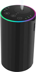 Waterless Essential Oil Diffuser, 7 Colors LED Light, Battery Powered Mini Scent Air Machine, Aromatherapy Mist Diffuser for Home Room Car Office，Black Aluminum Alloy (Black)