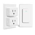 Remote Switch Outlet, GreenCyle 2 Outlet Plug with Remote, Wireless On/Off Light Switch Wall Mounted, 15A/1500W, TUV Listed, No Wiring Needed, 500ft RF Range, for Lamps, Fans, Household Appliances