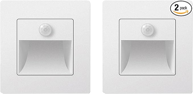 2 Pack Recessed Motion Detector Sensor Led Stair Light Wall Lamp Sconce Lighting Step Stairway Aisle Lamps Basement Passage Footlights
