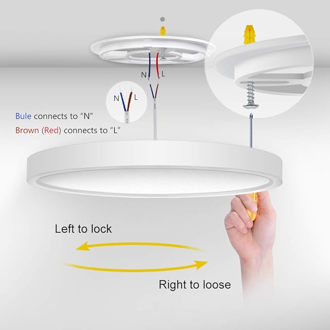 LightingWill 12 Inch LED Flush Mount Ceiling Light Fixture, 4000K Nurture White, 3200LM, 24W, Flat Modern Round Lighting Fixture, 240W Equivalent White Ceiling Lamp for Kitchens, Bedrooms.etc.